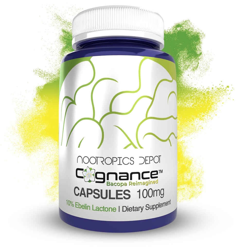 Nootropics Depot Cognance Enhanced Bacopa Kapsułki 124; 100mg Ebelin Lactone 124; 10% Ebelin Lactone 124; Bacopa monnieri Birmingham 124; Nastrój, Pamięć, & 5- HT2A Aktywacja, 60 Ilość (Opakowanie po 1)