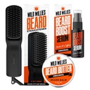 Willy Beard Care Kit: Podgrzewany Prostownica dla mężczyzn, Masło z brodą, i Beard Growth Serum - Ultimate Grooming Tool Set, Beard Balm, Hydrating Serum, Gorąca szczotka z broda do codziennego użytku