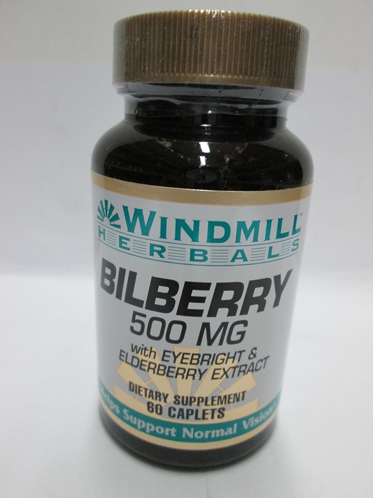 Windmill Bilberry 500 Mg kapsułki Wspiera normalne widzenie - 60 Ea