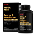 GNC Mega Mega Men Energy & Metabolizm Kapsułki wielowymiarowe, Klinicznie udowodnione, aby poczuć się lepiej, Calorie Burn, Focus, 100mg kofeiny, termogeniczne, immunologiczne, witaminy B, Timed Release, 180 Count, 90 Day Supply