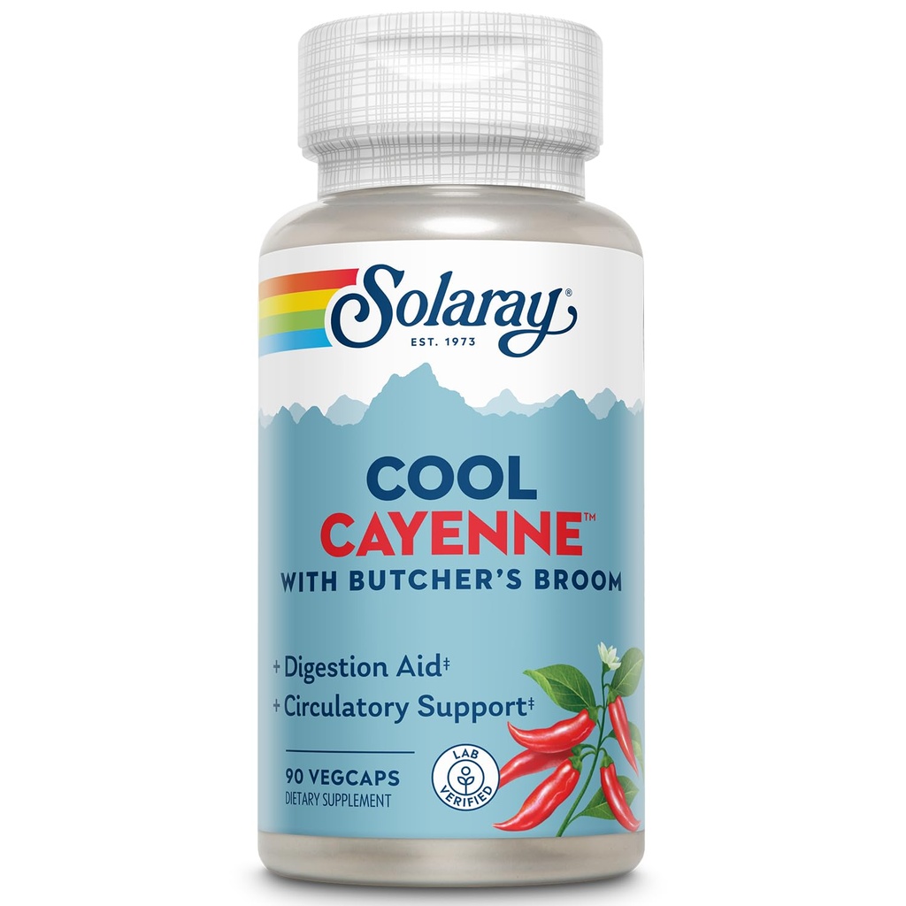 SOLARAY Cool Cayenne Pepper 40,000 HU z rzeźnikami Broom for Healthy Circulation Support