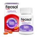 Feosol Kompletne kapsułki suplementu żelaza, Bifera Żelazo do wysokiej absorpcji, Heme i Non-Heme Dual Action minimalizuje skutki uboczne, 1 na dzień, dla energii i wsparcia systemu immunologicznego, Made in USA, 30 Count