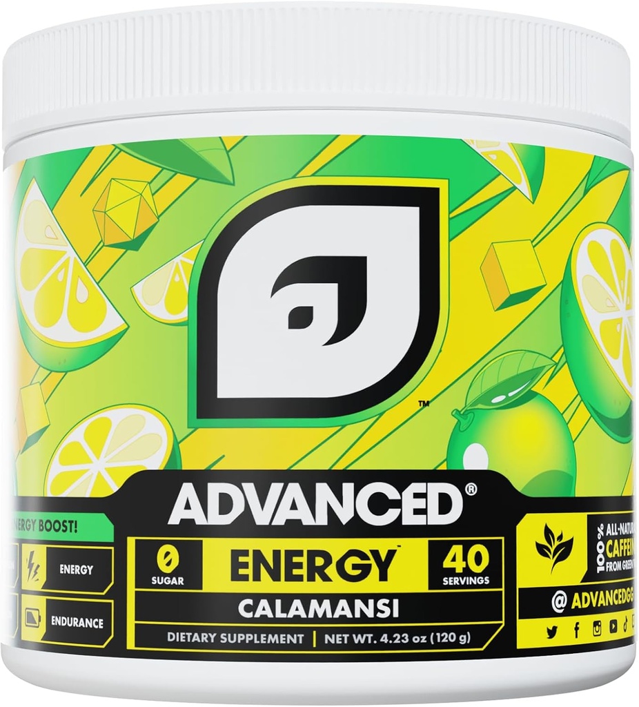 Zaawansowana Energia - Wzmacniacz energii Formuła z elektrolitami do hydrolizy - L- Theanine do walki z Jitters - Bez cukru i Keto Friendly - No Maltodextrin (40 Sług) (Calamansi)