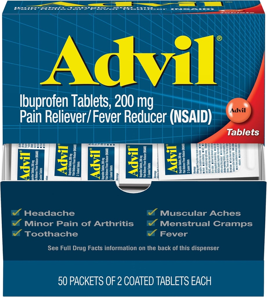 Advil Ibuprofen, 200mg, 2 liczenie (opakowanie po 50)