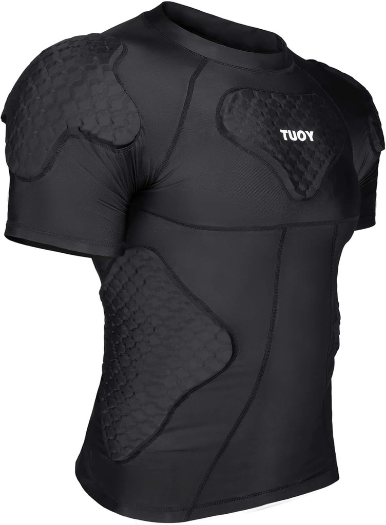 TUOY Męski wyściełana koszulka ochronna Koszulka Rib Chest Protector for Football Paintball Baseball