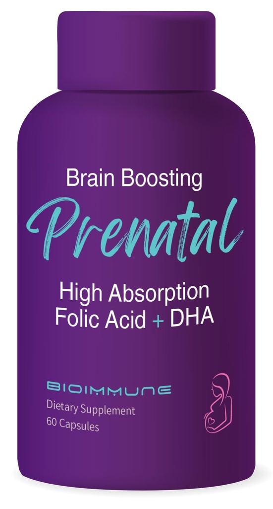 Ultra Siła Bio-dostępne witaminy prenatalne dla kobiet, naturalnie pojawiające się metylowane kwasu foliowego foliowego, DHA Omega 3. Wspiera rozwój mózgu, Zdrowy rozwój płodu