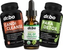 Oregano Oil Organic Liquid Drops & Cleanse kapsułki - Organiczny olej Oregano Drops Tincture Extract, Candi Cleanse Detox - Kwas kaprylowy, Wormwood Black Walnut & Goździki Kapsułki