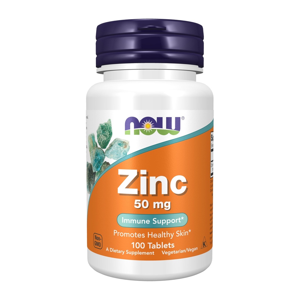 Teraz suplementy żywności, Cynk (Glukonian cynku) 50 mg, Wspomaga funkcje enzymatyczne *, Wsparcie immunologiczne *, 100 tabletek