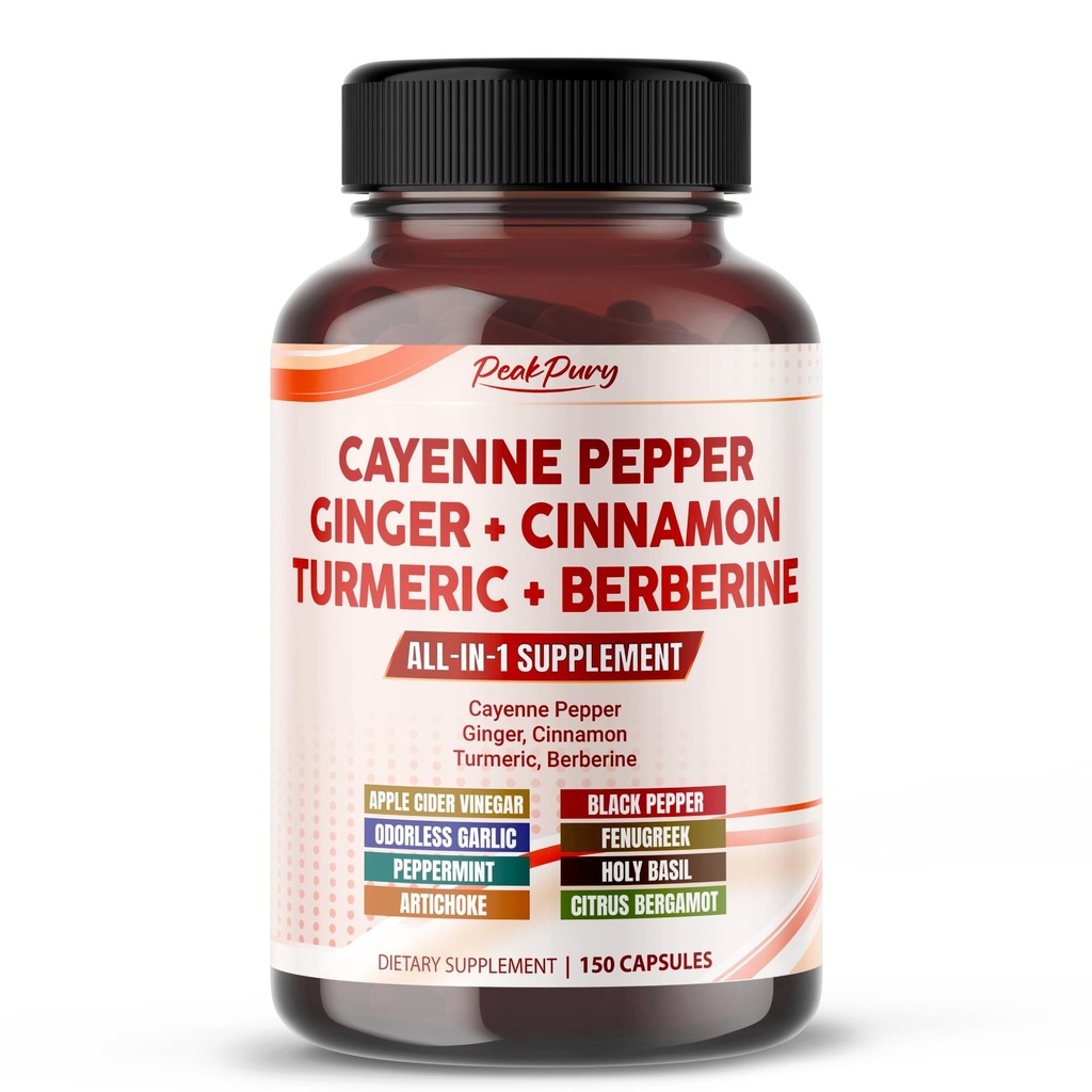 Cayenne Pepper Ginger Turmeric Berberine - Trawienie, Gut Heath Support - Made in USA