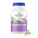 Ridgecrest Herbals Dreamon Zen, Suplement wsparcia snu, Melatonin Free, Magnezu, 5- HTP, Lavender, Rumianek, Valerian, Balsam cytrynowy dla dorosłych i dzieci 12 + (60 Czapki, 30 Serv)