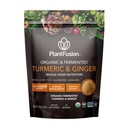 PlantFusion Turmeric and Ginger Drink Mix - Fermentowany cały pożywienie, Ziołowy dodatek proszek z kurkuminoidami - USDA Certified Organic, Non-GMO, Wegan, Gluten- Free, 4.76 oz 30 Służenie