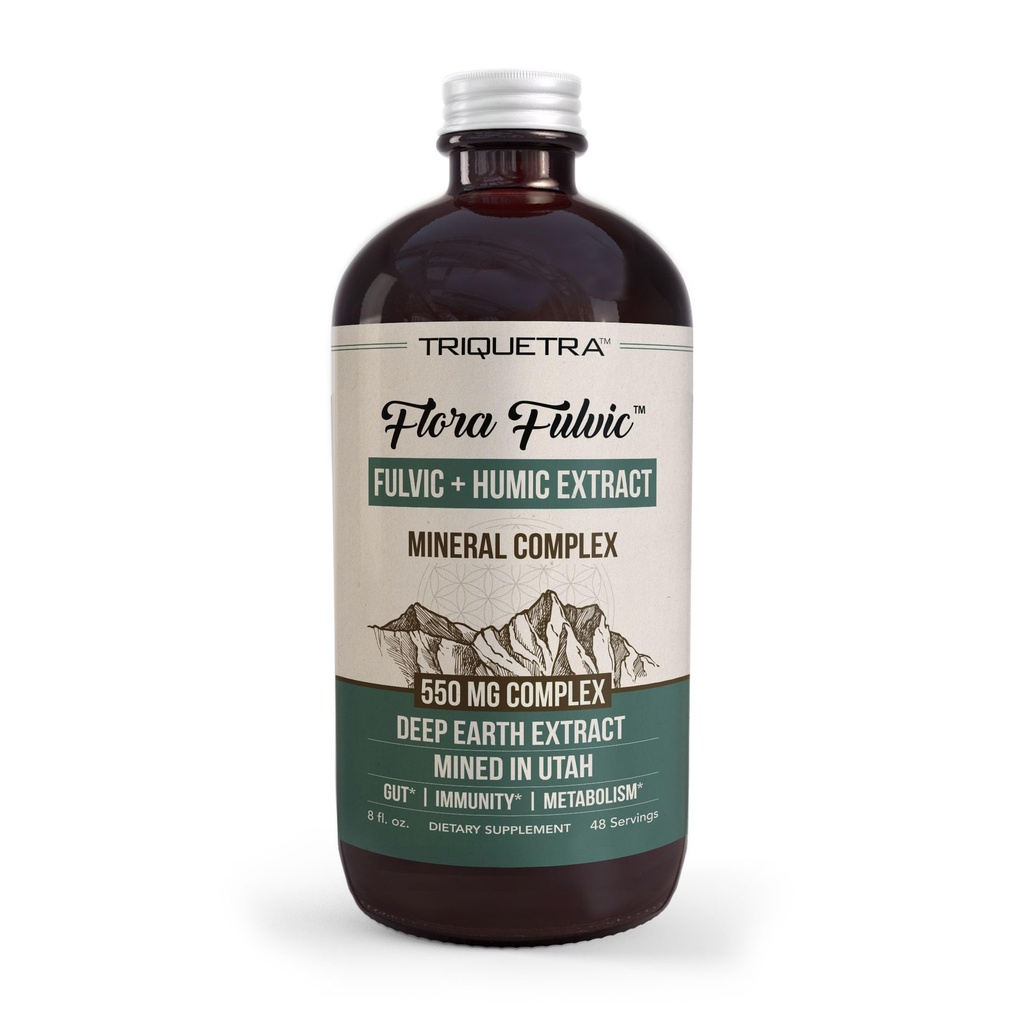 Flora Fulvic Acid 124; Fulvic Acid + Humic Acid Complex - 550 mg Acid 124; Minded in Utah, Prehistoric Deep Earth Extract Extract Acid 124; Immunitety, Gut, Trace - Natural Trace Mineral Complex, Fulvic Acid Supplement - 8 fl oz.