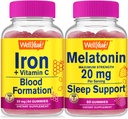 WellYeah Żelazko + Witamina C + Melatonina 20mg, Gummies Bundle - Great Desting, Suplement witaminy, Bez glutenu, Bez GMO, Gummy do żucia