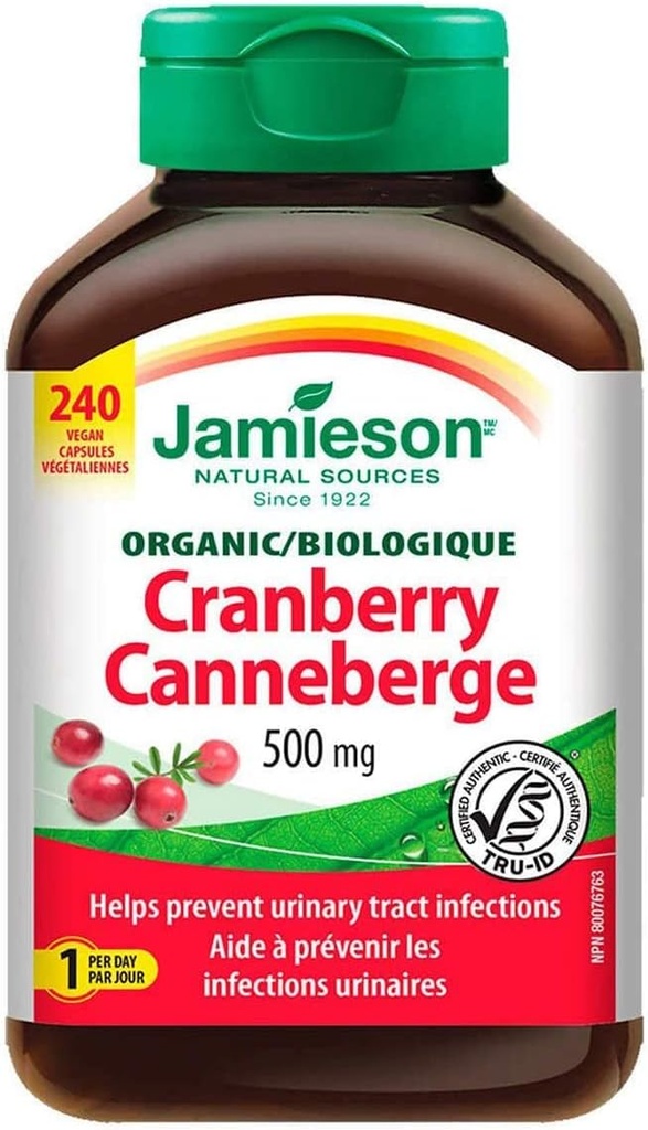 Jamieson Cranberry 500mg, 240 kapsułki wegańskie