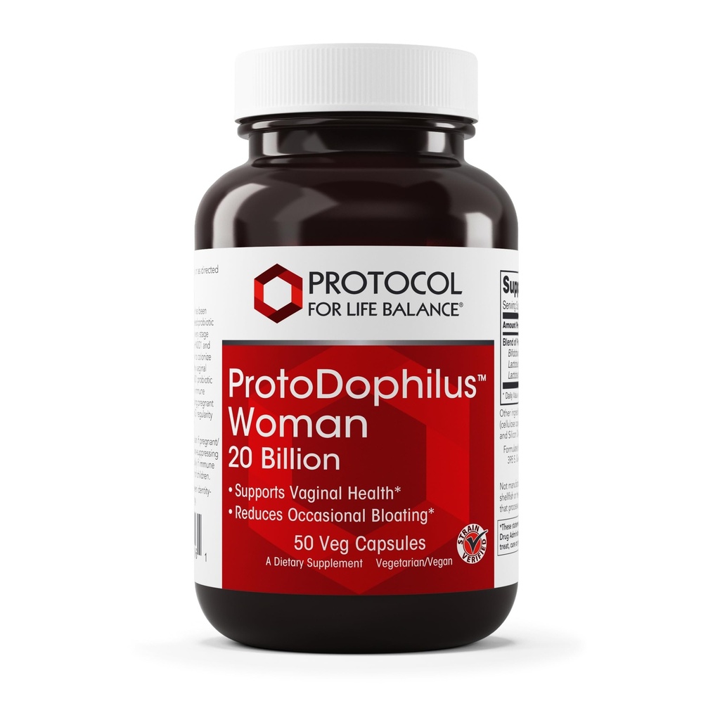 PROTOKÓŁ ŻYCIA BALANCE Proto Daphilus Woman - 20 Billion - Probiotyki dla Gut Health - Wsparcie zdrowia pochwy i Bloating Relief - Vegan & Kosher - 50 Kapsułki Veg