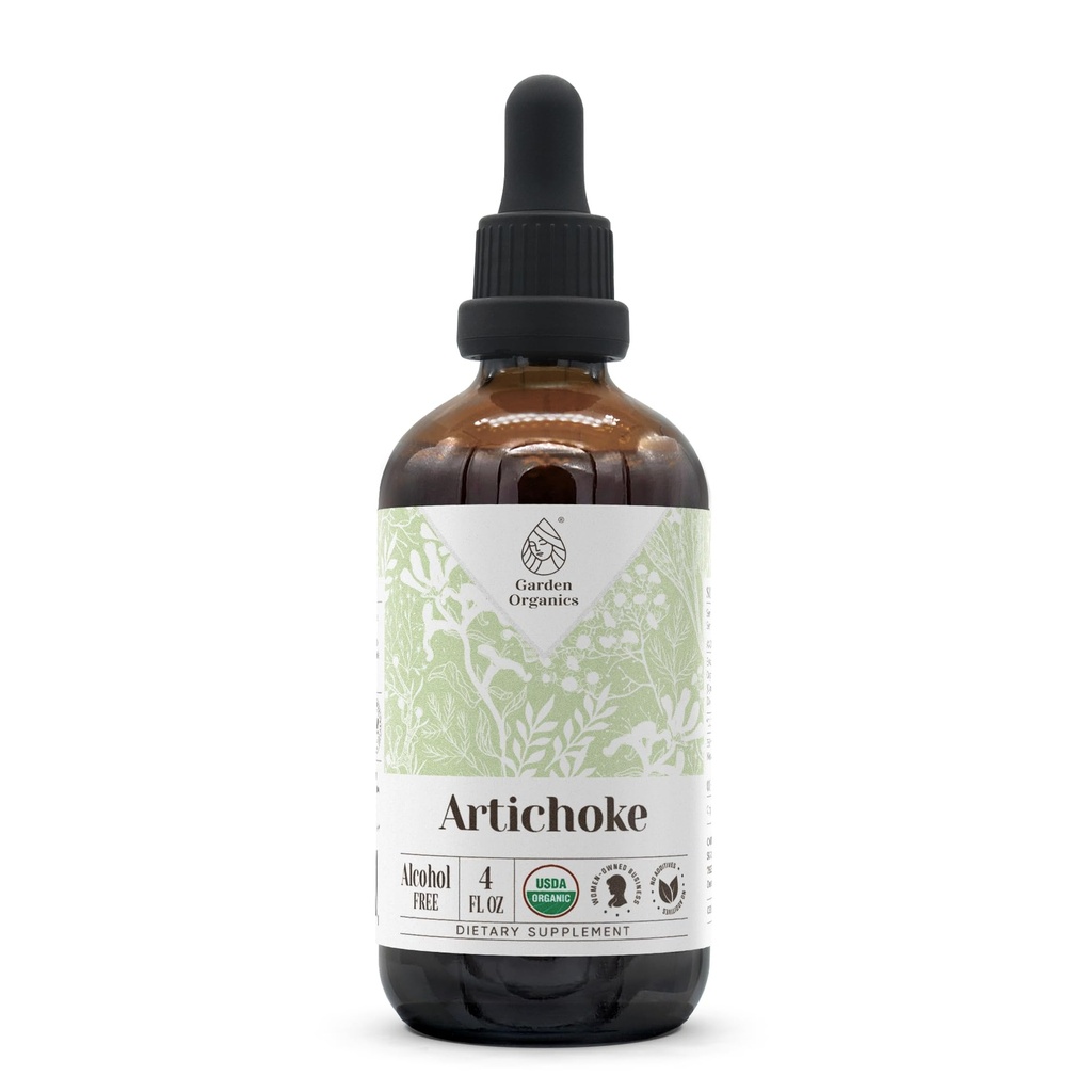Karczoch USDA Organic Alcohol Free Extract Agregat 124; Suplement diety, Wysokiej mocy nalewka 124; Natural Certified Organic Artichock (Cynara scolymus) Suszony Liść 4 oz