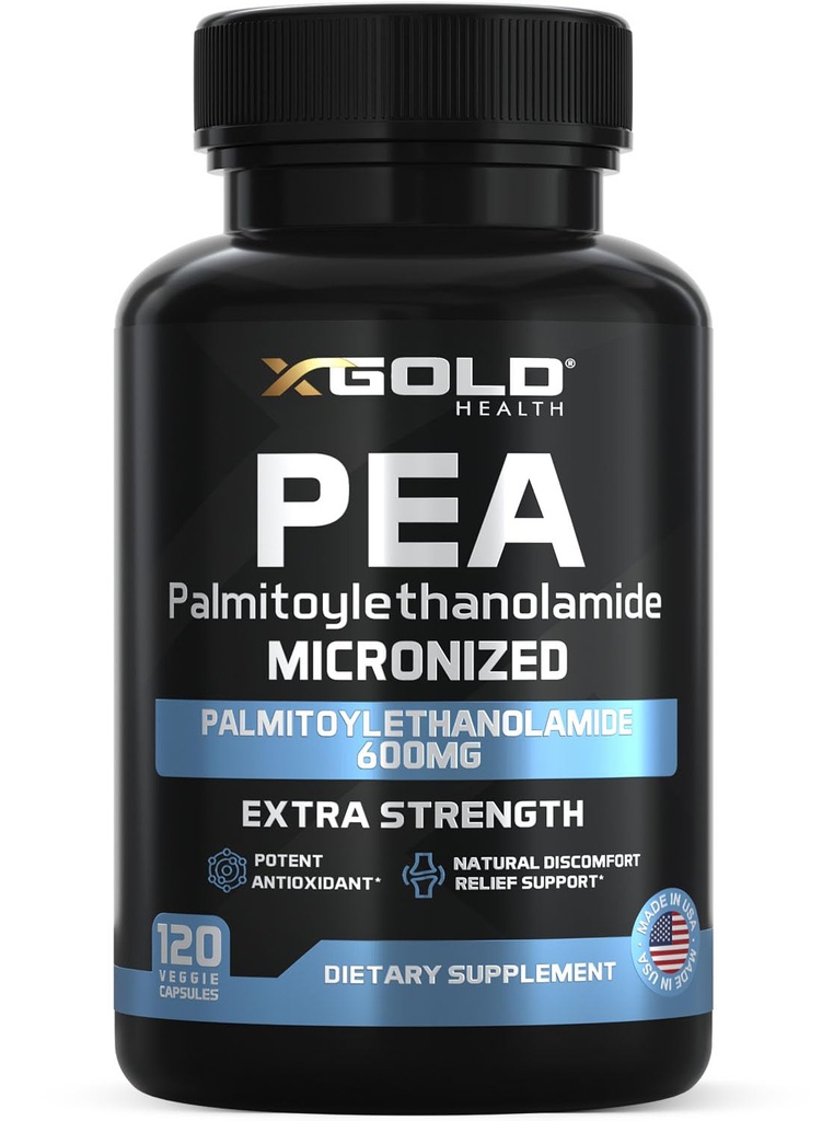 Palmitoyletanolamid Pea Supplement 600 mg ETAP 124; Pea mikronizowana 99% Wysoko Oczyszczona i Biodostępna 124; Made in USA ETAP 124; Suplement dla mężczyzn i kobiet - 120 Kapsułki