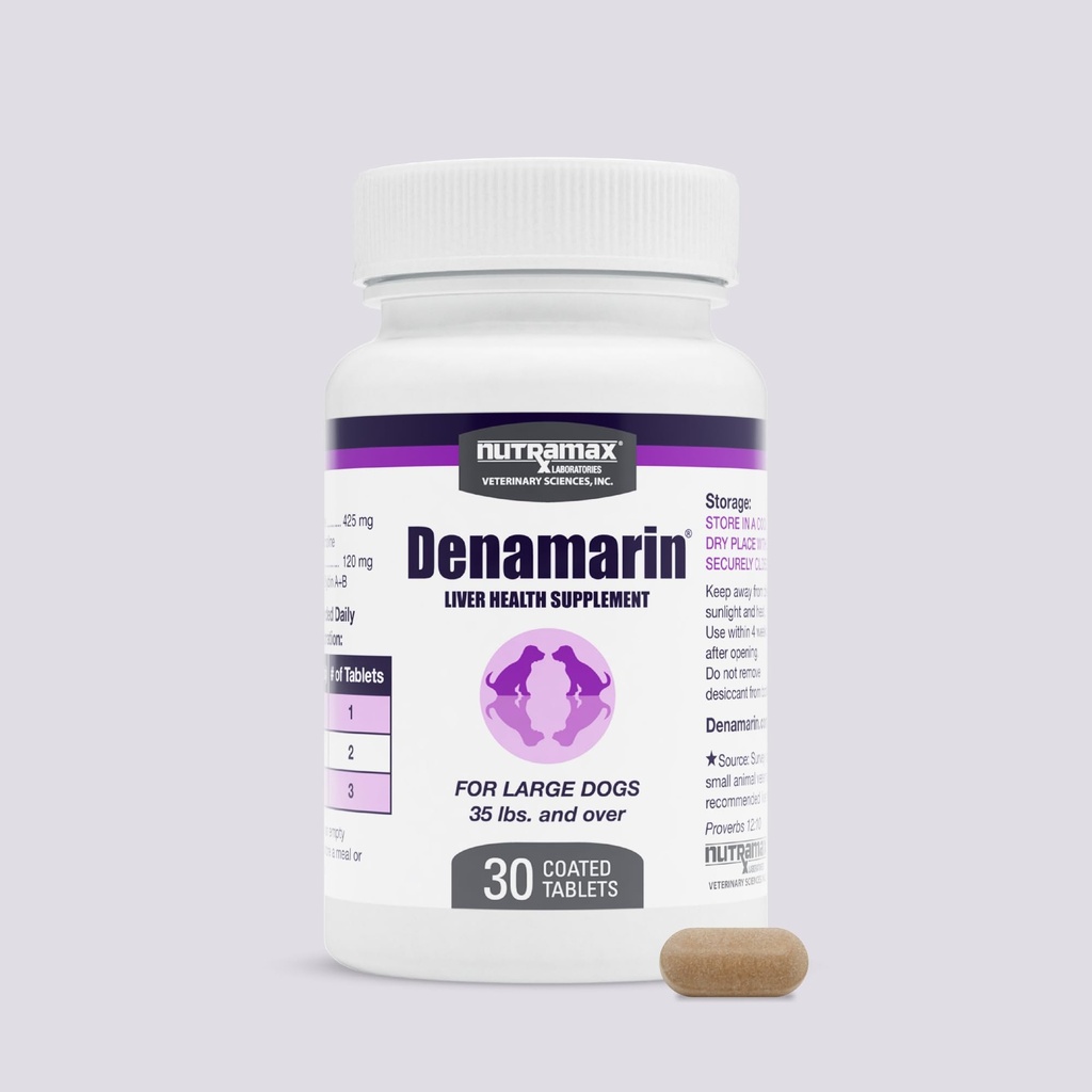 Nutramax Laboratories Denamarin Liver Health Supplement for Large Dogs - with S- Adenosylmetionine (SAMe) and Silybin, 30 Tablets (Pack of 1)