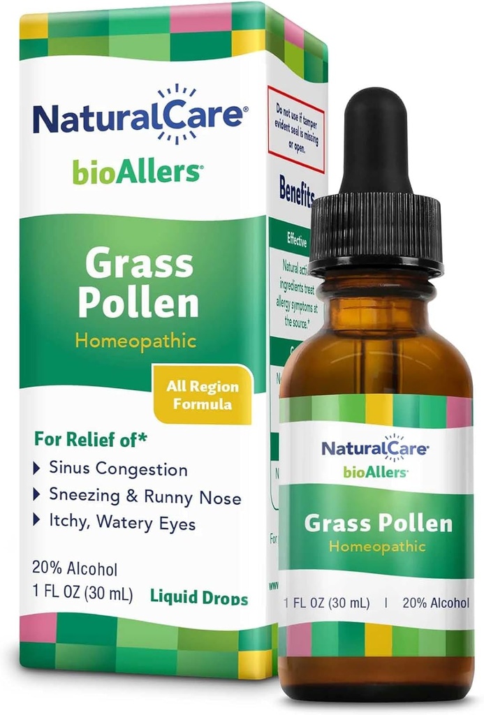 bioAllers NaturalCare trawa Pollen Homeopatic płynne krople, 1 Fl Oz 124; Może zapewnić wsparcie poprzez zatok zatokowy, kichanie i katar nos, Swędzenie, Wodne oczy