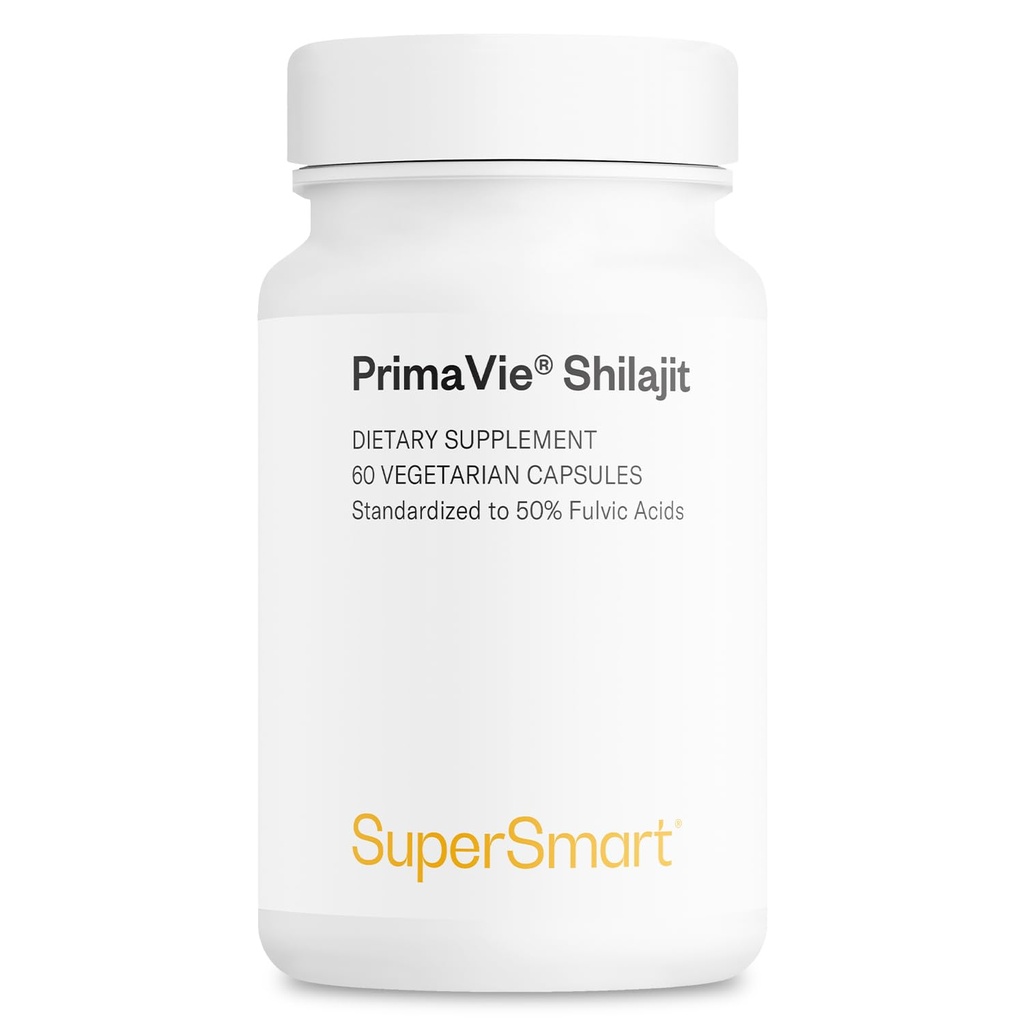 Supersmart - Super Shilajit 500mg na dzień (High Potency) - PrimaVie Shilajit Supplement - Himalayan, Oczyszczone i Organiczne Shilajit 124; Non-GMO & Gluten Free - 60 Kapsułki wegetariańskie