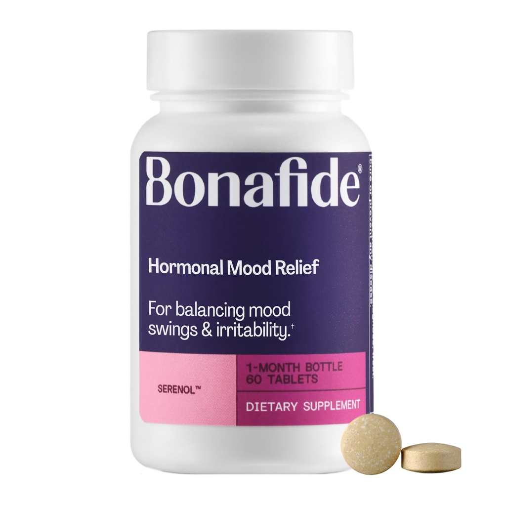 Serenol by Bonafide. Ulga od Hormonal Mood Swings, drażliwość, & PMS Bloating. - 1- Supply Month (60 tabletek)