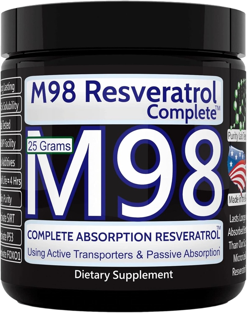 M98 Resveratrol Complete (M98- RC) - Lepsze niż Super Mikronizowane - Czysty Proszek - 25 Grams