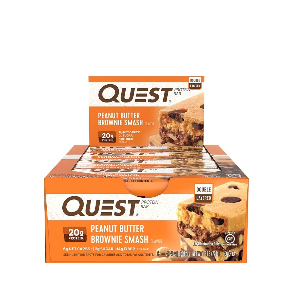 Quest Nutrition- Wysokie białko, niskie węglowodany, Gluten Free, Keto Friendly, Masło orzechowe Brownie Smash, 12 Count