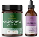 HERBAMAMA Chlorophyll and Milk Thistle Kit - Bundle of 50 mg Chlorophyll Gummies & Milk Tistle Extract Tincture 4 fl oz - Vegan, Non-GMO, Sugar & Alcohol- Free - 2 Pack