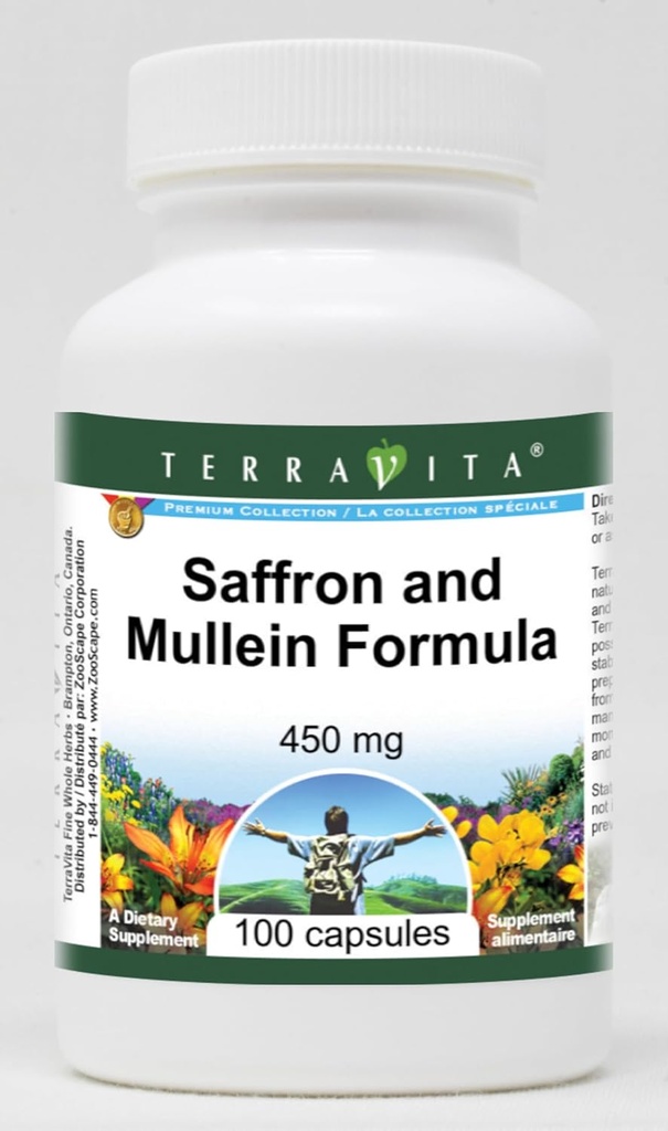 Saffron i Mullein Formula - 450 mg (100 kapsułek, ZIN: 513981) - 3 opakowania
