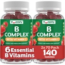 B Kompleksowe gumki z witaminą C - Great Tasting 1 a Dni energii i układu nerwowego Wsparcie dla dorosłych - Wegan, Kosher, NieGMO Witamina B Kompleksowe gumki z B12, B6, & Kwas foliowy - 70 Count (2 Pack)