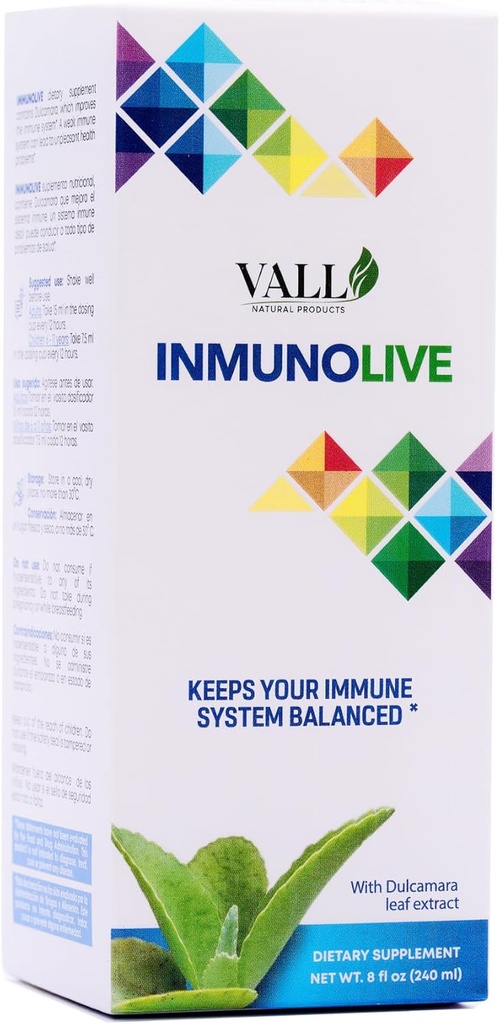 Vall- Inmunolive - Alfalfa i Dulcamara roztwór doustny - 8 fl oz (240 ml) Butelka - Natural Dulcamara & Alfalfa Extract antyoksydant Support - Zmierzona dawka płynna z 24 Mierzonym okresem trwałości