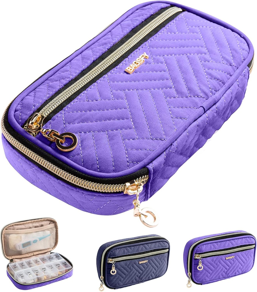 BAGSFY Pill Organizator Case 2 razy w ciągu dnia - Cotygodniowy organizator medycyny Travel Pill Box z usuwalnym 7 dniowy pojemnik na lek Case Catainer dla oleju rybnego, Witamina, Suplement