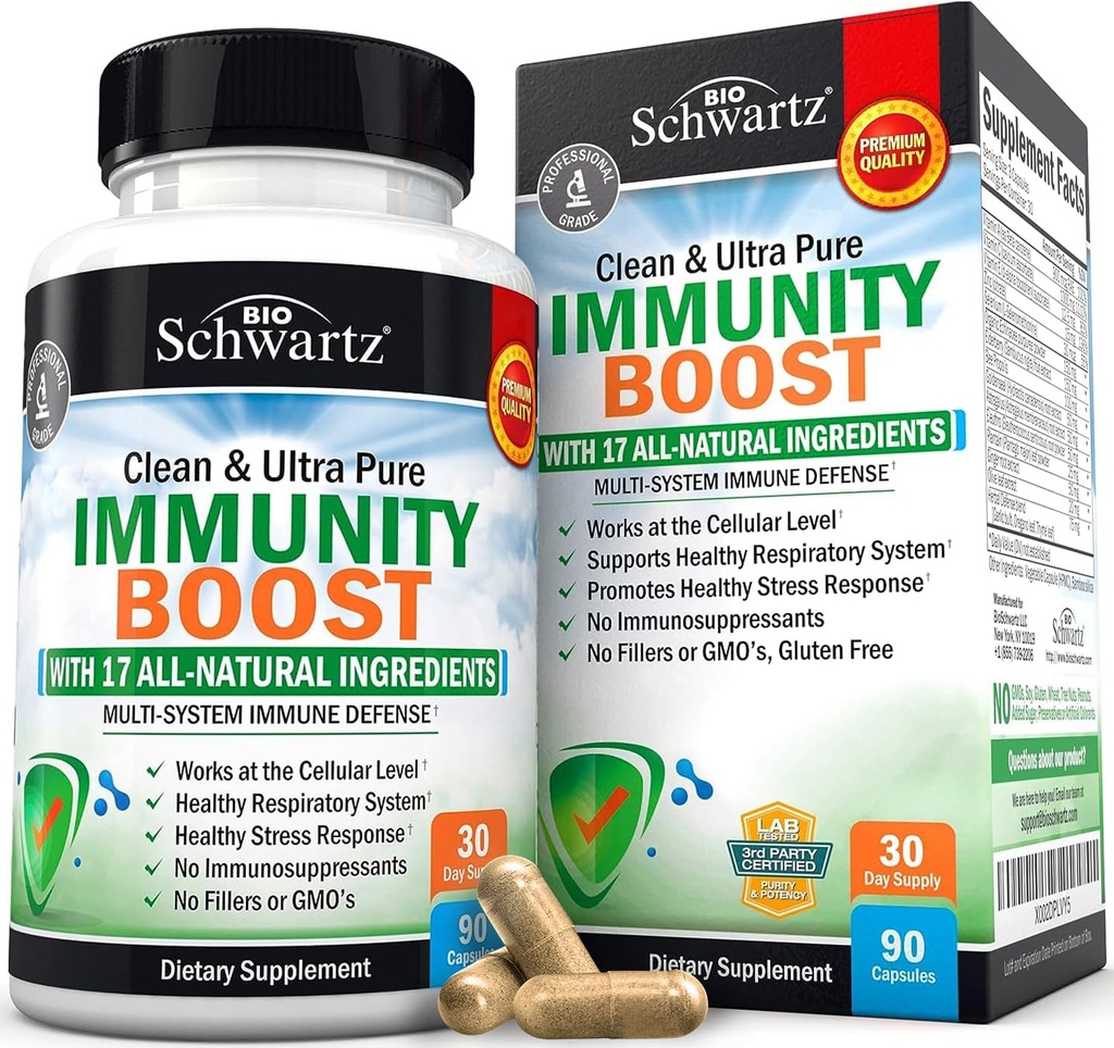 Suplement do Wzmacniacza odporności z Elderberry, Witamina A, Echinacea & Cynk + Witamina C 1000mg Kapsułki z cynku, Rose HIPS & Bioflavonoids