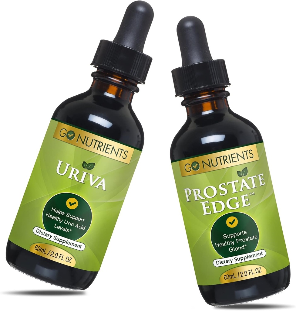 Go Nutrigents Uriva & Prostate Edge Prostate Supplement for Men with Pygeum and Saw Palmetto Extract Moryc Acid Supplement, for Healthy Mouric Acid Levels that helps Ease Discomfort