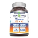 Witamina D3 5000 IU z Witaminą K2 100 Mcg 124; 250 Kapsułek wegetariańskich 124; D3 + K2 Kompleks 124; NieGMO 124; Gluten Free 124; Made in USA