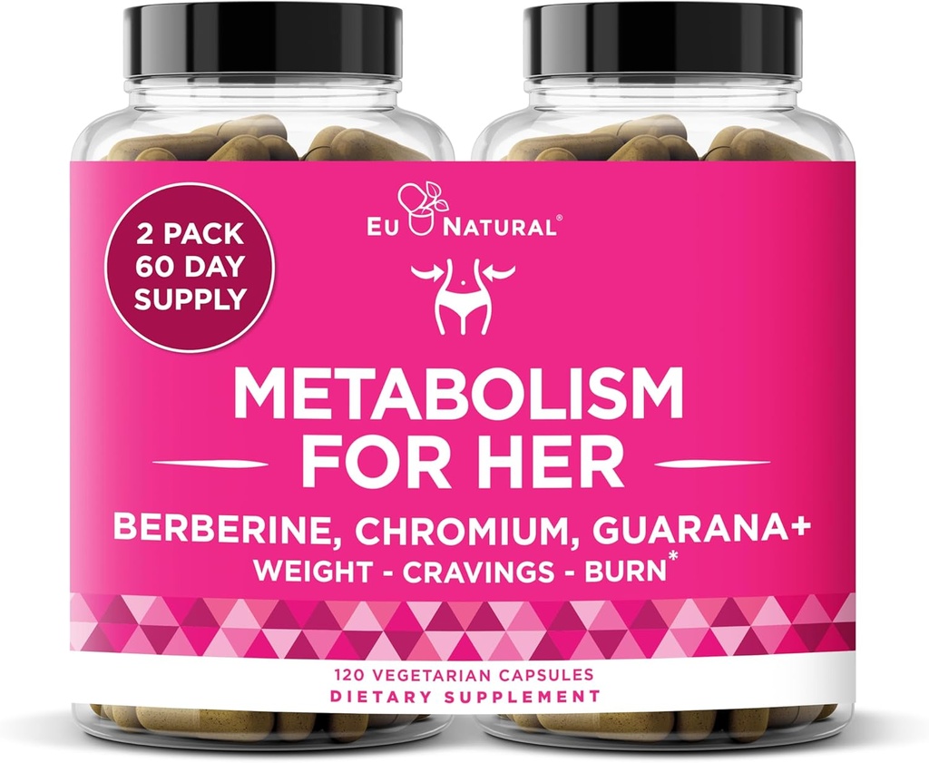 Metabolizm dla niej - Apetite & Metabolizm Wsparcie dla Kobiet - Łysienie curb, Zmniejszenie spożycia kalorii i Promowanie Uczuć pełności - Berberina, Pikolinat chromowy & Guarana - 120 Kapsułki Veg