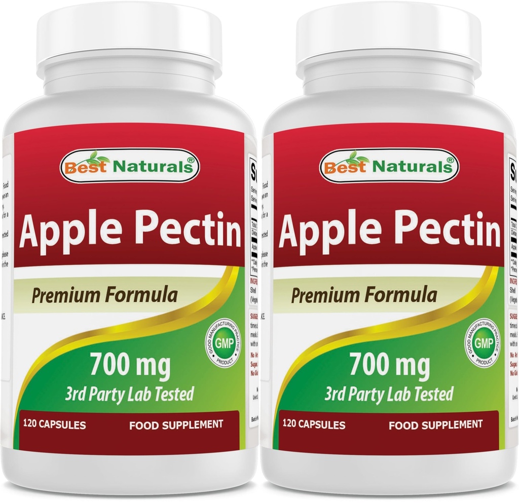 Najlepszy przyrząd Apple Pectin 700 mg - Fiber dietetyczny - Wsparcie jelitowe - 120 Kapsułek (120 sztuk (opakowanie 2))