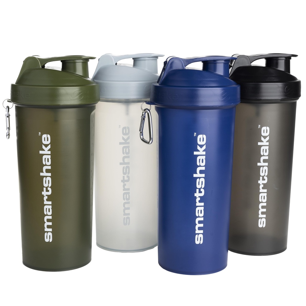 Smartshake Lite 4- Pack Protein Shaker Butelka 1000 ml Biżuteria 124; 34 oz - Leakproof Screw- Lid - BPA Free - Unisex - Mist Gray, Army Green, Black, Navy Blue