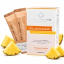 Reluminy Marine Collagen Proszek Drink Mix - Kolagen Peptyd z Glutathione, Zielona herbata, CoQ10, & Kwas hialuronowy Wzmacnia połysk skóry - 100 Proszek Saszetki x Ananas Flavored + 10 Darmowe Saszetki
