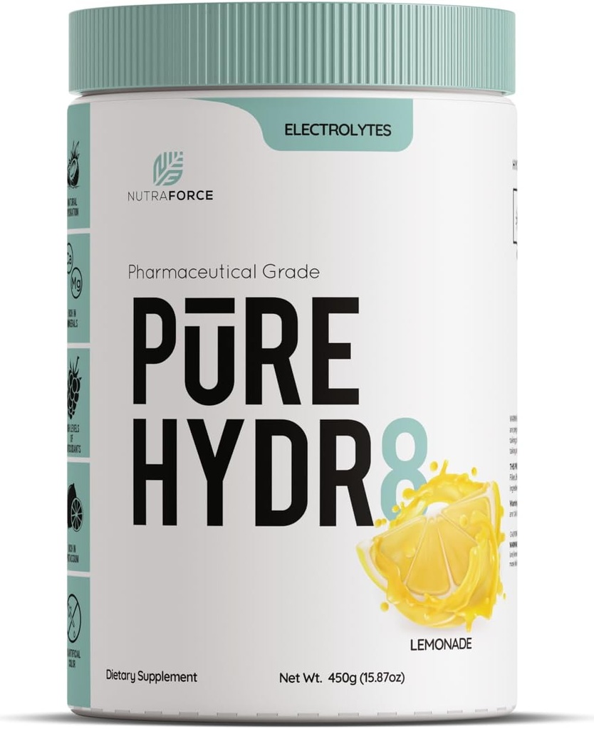 Pure Hydr8 Electrolyte Powder - Coconut-Water Infused - 700 mg Potasu, 100 mg Magnezu, 80 mg Sodu - Lemoniada wolna od cukru