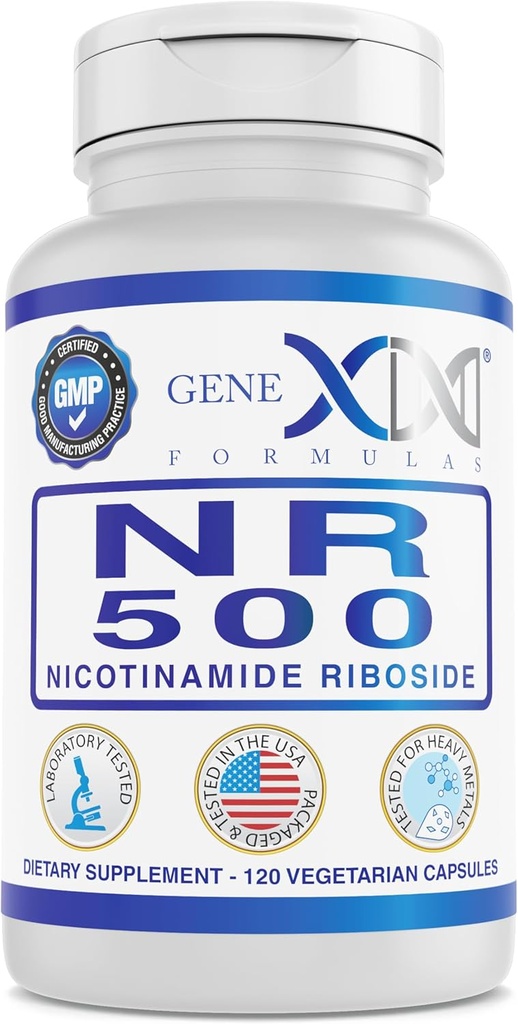 Genex Formulas NR Nikotynamid Ribozyd 500mg / Podawanie (120 Kapsułek) NAD + Prekursor dla zdrowego starzenia - GMP- Certified, Non-GMO, Gluten- Free, Wegetarianin (1 opakowanie)