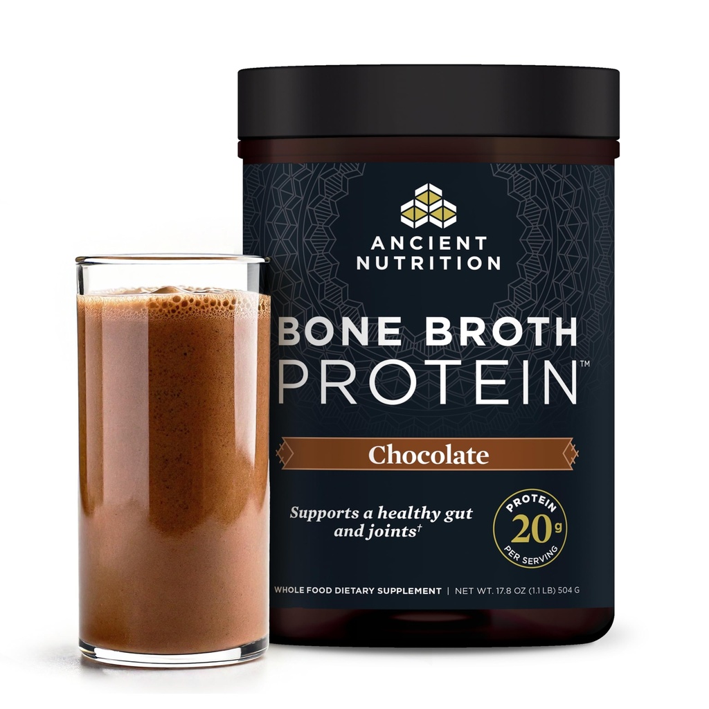 Starożytny proszek z protein odżywczych z prawdziwego brotu kostnego, czekolada, 20 g białka na porcję, 20 tub do podawania, Gluten wolny hydrolizowany suplement peptydów kolagenowych, Great in Protein Shakes