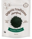Organiczne Tradycje Organiczne Spirulina Proszek Wegan Non-GMO Superfood, 5.3oz (150g) Bag, 50 Sług za worek