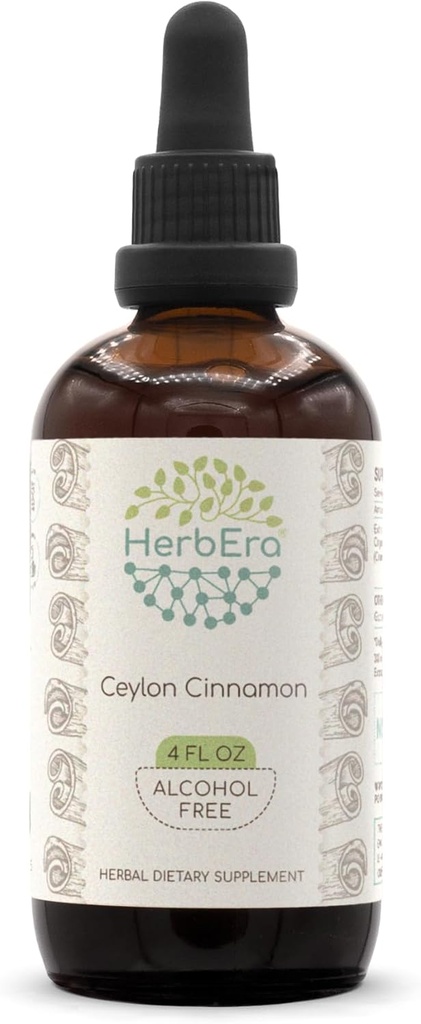 Ceylon Cynamon B120 Wyciąg ziołowy wolny od alkoholu nalewka, skoncentrowane płynne krople naturalny cynamon (Cinnamomum Verum) (4 fl oz)