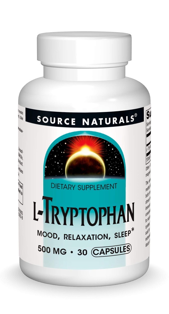 Źródło Naturals L- Tryptofan, for Mood, Relaxation, and Sleep *, 500mg - 30 kapsułki