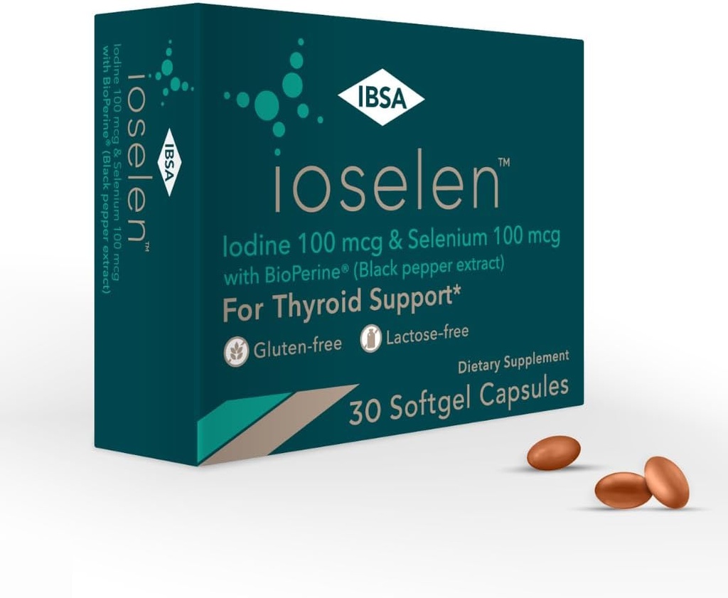 Joselen - Suplement wsparcia dla tarczycy - 100 µg Selenium, 100 µg Jodu, 5 mg BioPerine - 30 Soft- żel Czapki dla zwiększonej dostępności biologicznej i absorpcji - Bezgluten-, Bezmleczny, Bezcukrowy, Niezmodyfikowany genetycznie