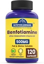 Witamina B1 Benfotiamina, 500 mg na porcję, 120 kapsułek, witamina rozpuszczalna w tłuszczach i wodzie B1, bez glutenu, Nie-GMO, Wegetarianin