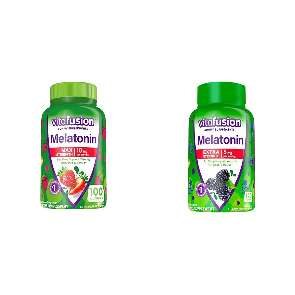 Witafuzja Max Siła Melatonina Gummy Suplementy & Dodatkowa Siła Melatonina Gummy Witaminy, 5mg, 120 ct Gummies