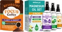 Venture Pal Mushroom Coffee & Magnezu Oil Spray Bundle: 12 w 1 Kawa z Ashwagandha dla Focus & Immunitet + 3 Pakiety Pure Magnezu Spray dla Relaks, Sleep & Relief mięśni - 40 Sługi