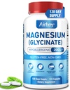 Airboy Magnezu Glycinate 200 mg, Najlepszy Magnezu Glycinate do snu, 120 Vegan małe kapsułki, Wysoka Absorpcja Relaks, Sen i spokój nastroju, Non-GMO i No gluten